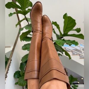 Free people Vintage Cowboy Buckles Vibe knee High Camel  Boots. Great style❤️🌈